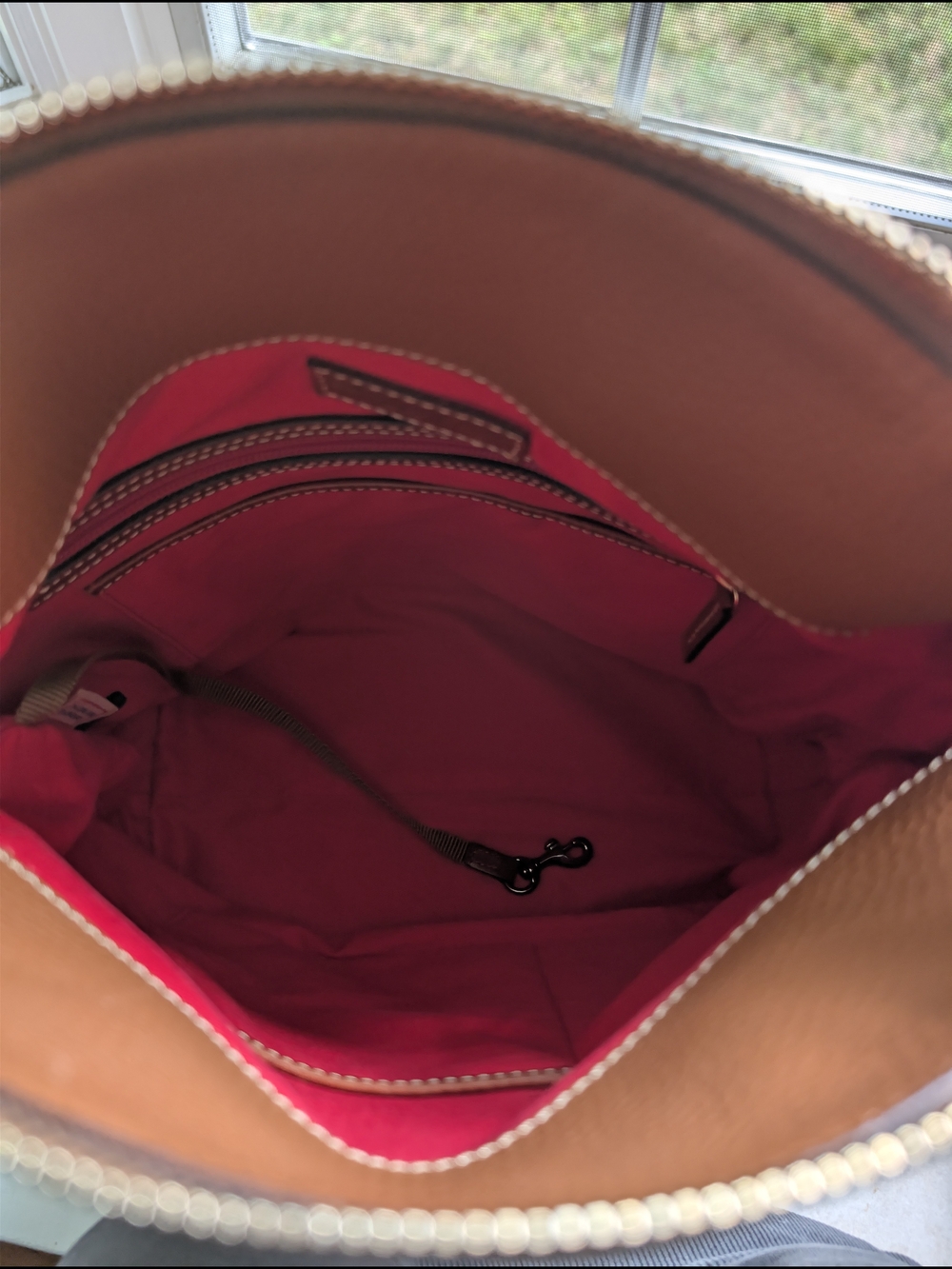 Dooney & Bourke Pebbled Leather Hobo Bag - Cognac Brown - Picture 7 of 8
